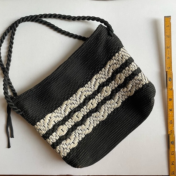 Vintage 1940’s woven black and white braided rope cord purse - Picture 3 of 8